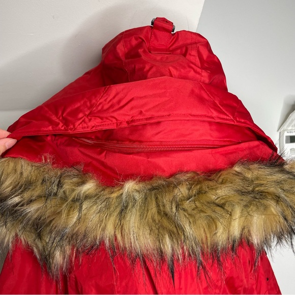 Madden Girl Red Parka Hooded Fur Winter Jacket - Picture 6 of 10